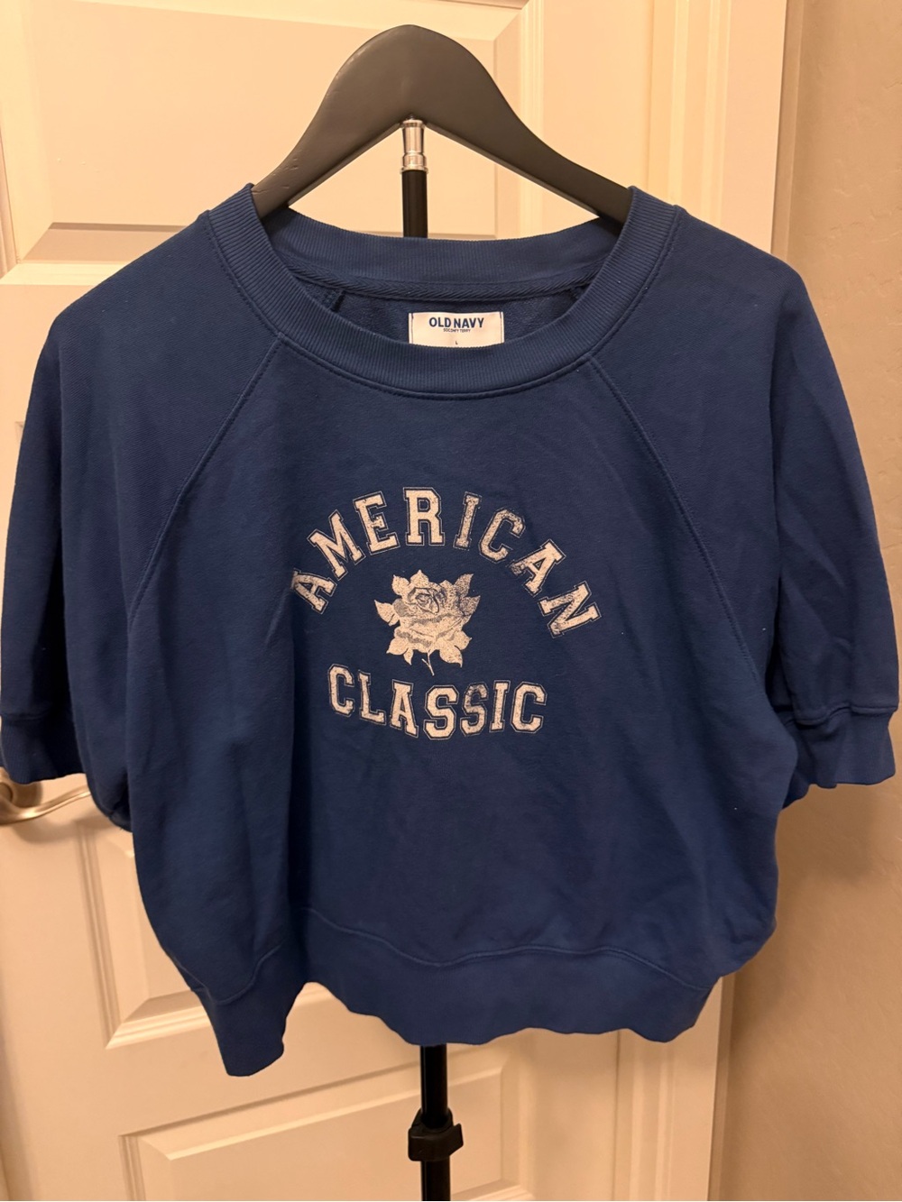 Old Navy Blue 'American Classic' Rose Graphic Crewneck Sweatshirt